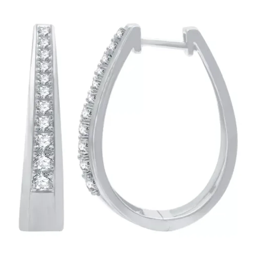 1/2 CT. T.W. Natural White Diamond Sterling Silver 23.8mm Hoop Earrings
