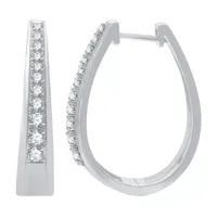 1/2 CT. T.W. Mined White Diamond Sterling Silver 23.8mm Hoop Earrings