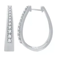 1/2 CT. T.W. Natural White Diamond Sterling Silver 23.8mm Hoop Earrings