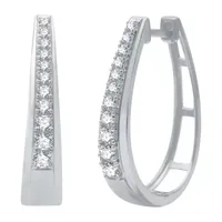 1/2 CT. T.W. Natural White Diamond Sterling Silver 23.8mm Hoop Earrings