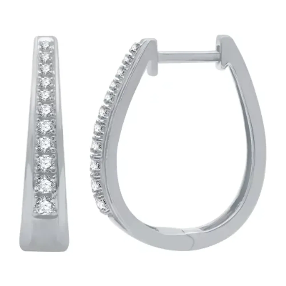 1/4 CT. T.W. Natural White Diamond Sterling Silver 19.6mm Hoop Earrings