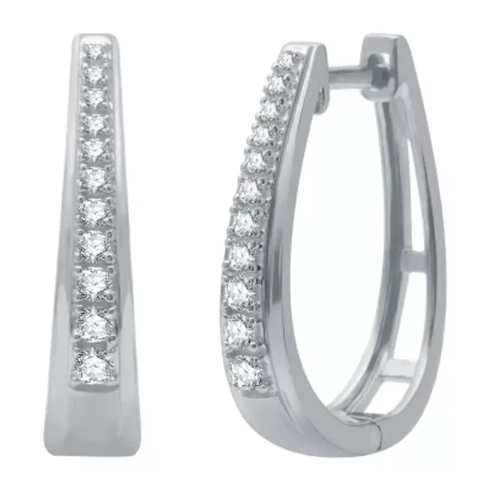 1/4 CT. T.W. Natural White Diamond Sterling Silver 19.6mm Hoop Earrings
