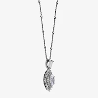 DiamonArt® Womens White Cubic Zirconia Sterling Silver Starburst Pendant Necklace
