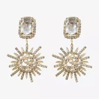 Bijoux Bar Gold Tone Womens Crystal Drop Earrings
