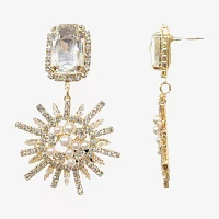Bijoux Bar Gold Tone Womens Crystal Drop Earrings