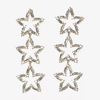 Bijoux Bar Gold Tone Crystal Star Drop Earrings