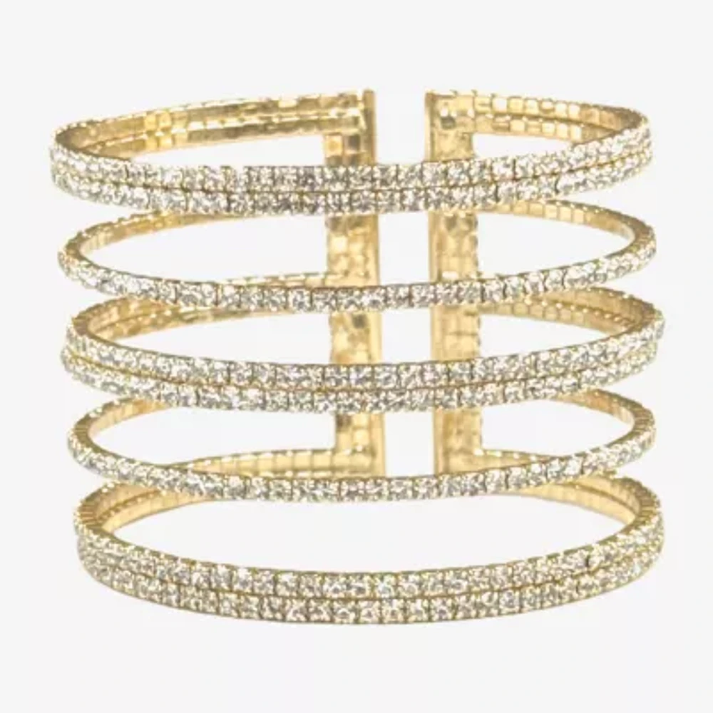 Bijoux Bar Gold Tone Crystal 5 Inch Cuff Bracelet