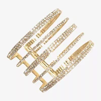 Bijoux Bar Gold Tone Crystal 5 Inch Cuff Bracelet