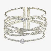 Bijoux Bar Silver Tone Crystal 5 Inch Cuff Bracelet