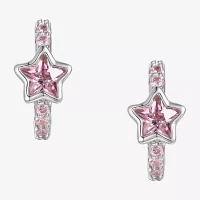 7/8 CT. Lab Created Pink Cubic Zirconia Sterling Silver 13mm Hoop Earrings