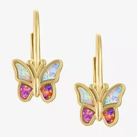 1/7 CT. Lab Created White Opal 14K Gold Over Silver Drop Earrings