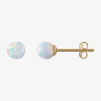 1/2 CT. Lab Created White Opal 14K Gold Over Silver 5mm Stud Earrings