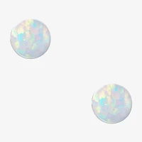 1/2 CT. Lab Created White Opal 14K Gold Over Silver 5mm Stud Earrings