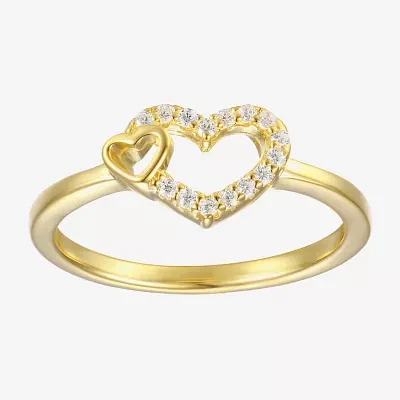 Girls 1/10 CT. Lab Created White Cubic Zirconia 14K Gold Over Silver Cocktail Ring