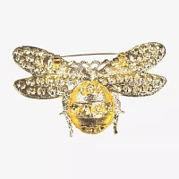 Bijoux Bar Gold Tone Crystal Simulated Pearl Brooch