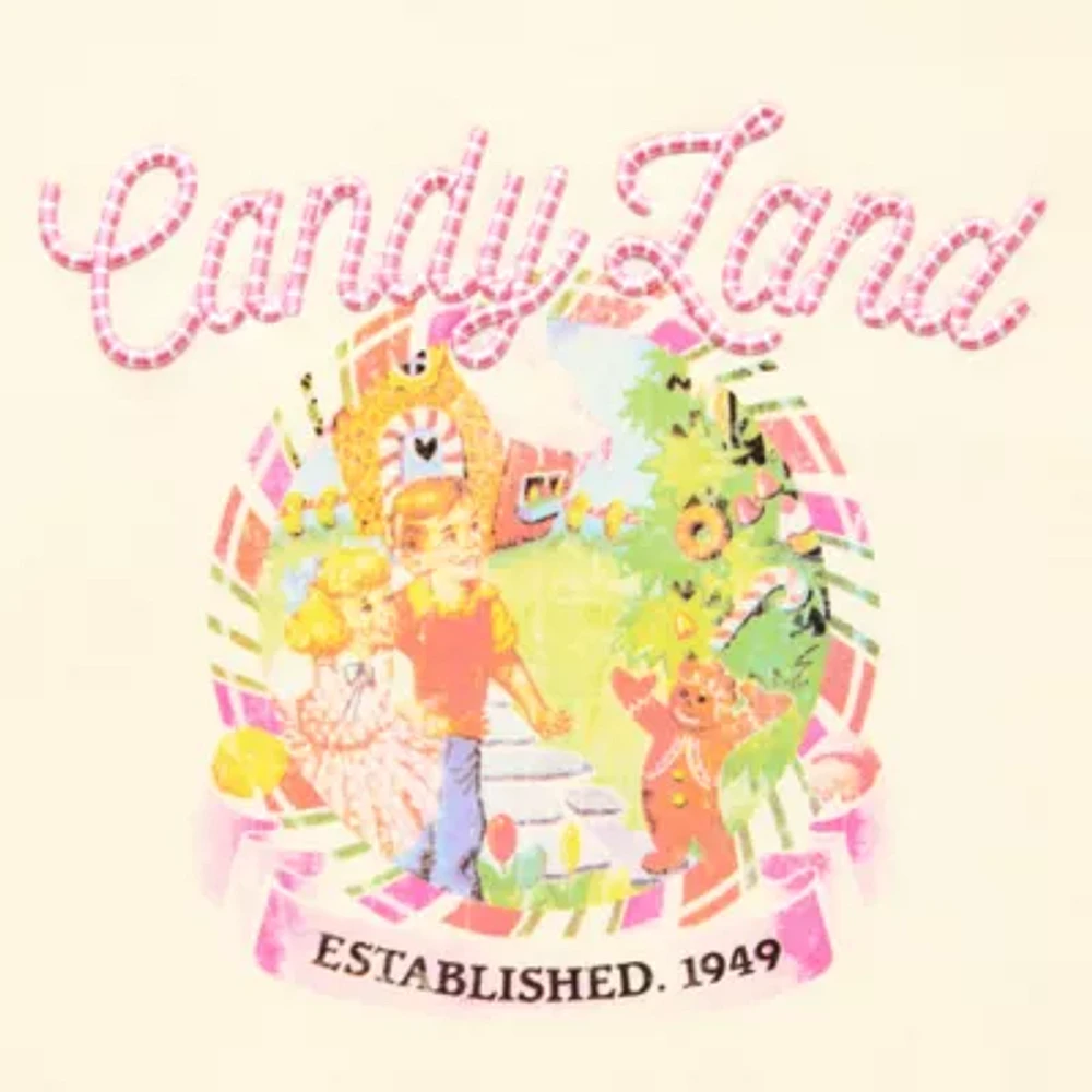 Juniors Candy Land Embroidered Womens Crew Neck Long Sleeve Sweatshirt