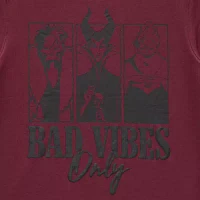 Juniors Disney Villains Bad Vibes Only Oversized Womens Crew Neck Long Sleeve Sweatshirt