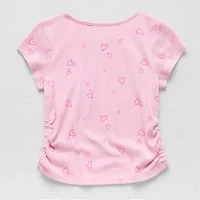 Thereabouts Little & Big Girls Rib Round Neck Short Sleeve T-Shirt