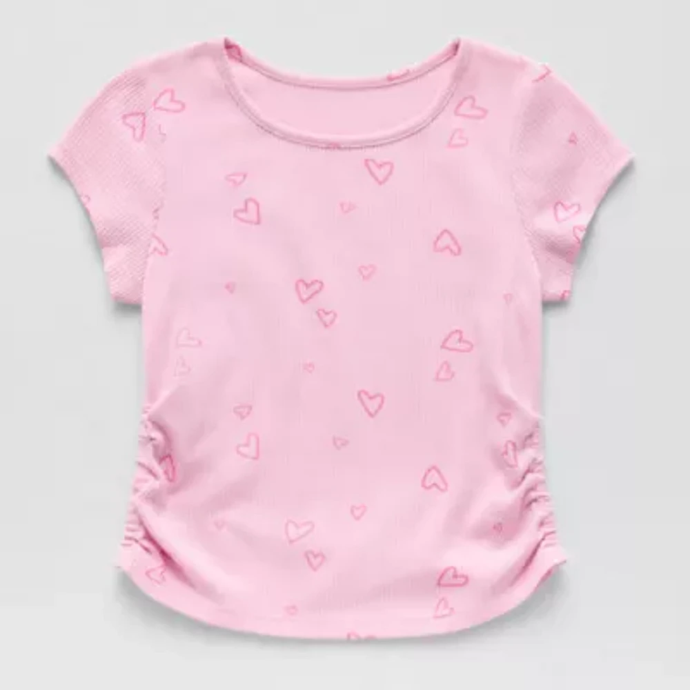 Thereabouts Little & Big Girls Rib Round Neck Short Sleeve T-Shirt