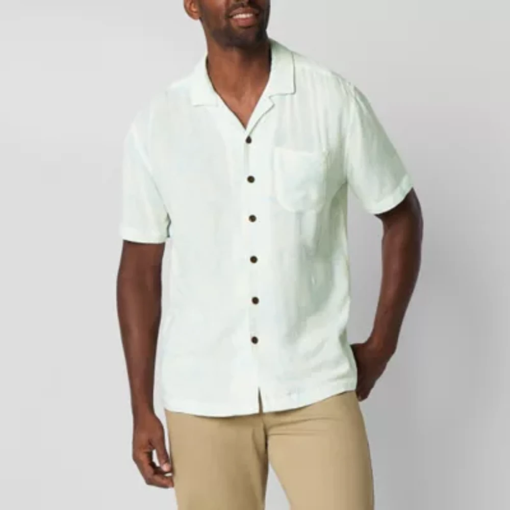 St. John's Bay Camp Mens Classic Fit Short Sleeve Button-Down Shirt