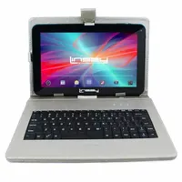 10.1" Quad Core 2GB RAM 32GB Storage Android 12 Tablet with Silver Leather Keyboard"