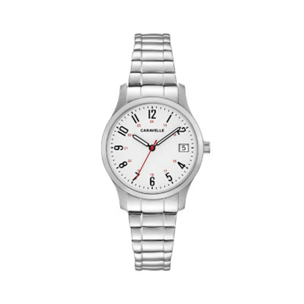 Caravelle Designed By Bulova Womens Silver Tone Stainless Steel Bracelet Watch 43m119