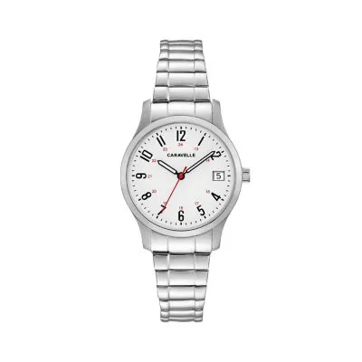 Caravelle Designed By Bulova Womens Silver Tone Stainless Steel Bracelet Watch 43m119