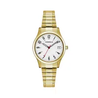 Caravelle Designed By Bulova Womens Gold Tone Stainless Steel Expansion Watch 44m113