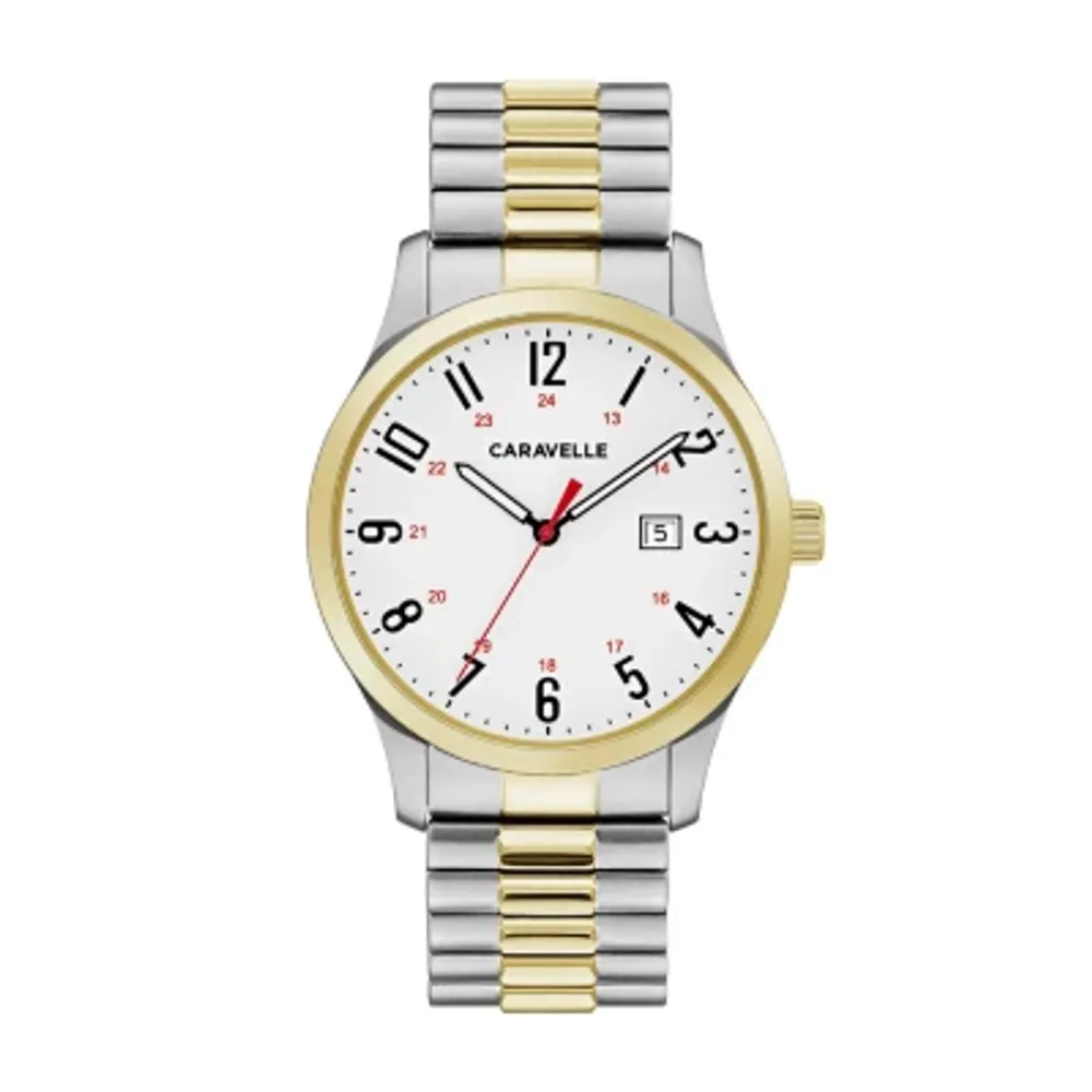 Caravelle Designed By Bulova Mens Two Tone Stainless Steel Bracelet Watch 45b147
