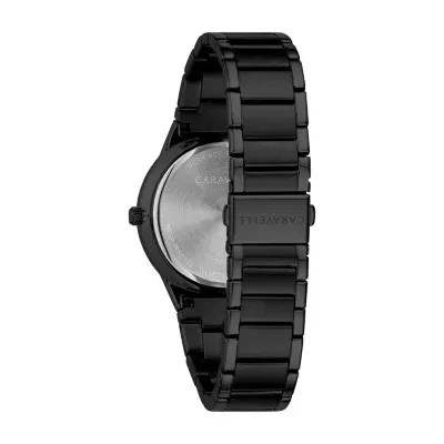 Caravelle Designed By Bulova Mens Diamond Accent Black Stainless Steel Bracelet Watch 45d108
