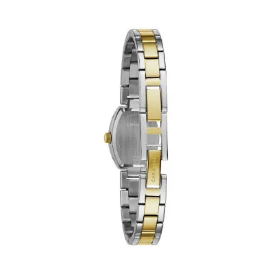 Caravelle Designed By Bulova Womens Crystal Accent Two Tone Stainless Steel Bracelet Watch 45l168