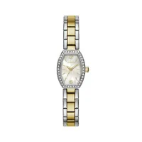 Caravelle Designed By Bulova Womens Crystal Accent Two Tone Stainless Steel Bracelet Watch 45l168