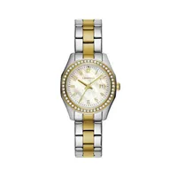 Caravelle Designed By Bulova Womens Crystal Accent Two Tone Stainless Steel Bracelet Watch 45m113