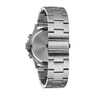 Caravelle Designed By Bulova Mens Chronograph Silver Tone Stainless Steel Bracelet Watch 43a145