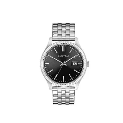 Caravelle Designed By Bulova Mens Silver Tone Stainless Steel Bracelet Watch 43b157