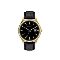 Caravelle Designed By Bulova Mens Black Leather Strap Watch 44b118