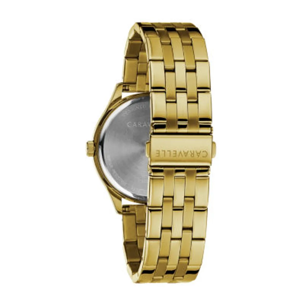 Caravelle Designed By Bulova Mens Gold Tone Stainless Steel Bracelet Watch 44b121