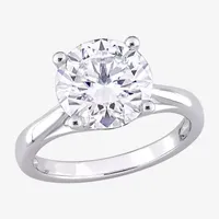 Womens Lab Created White Moissanite 10K Gold Solitaire Engagement Ring