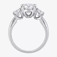 Womens Lab Created White Moissanite 10K Gold 3-Stone Engagement Ring