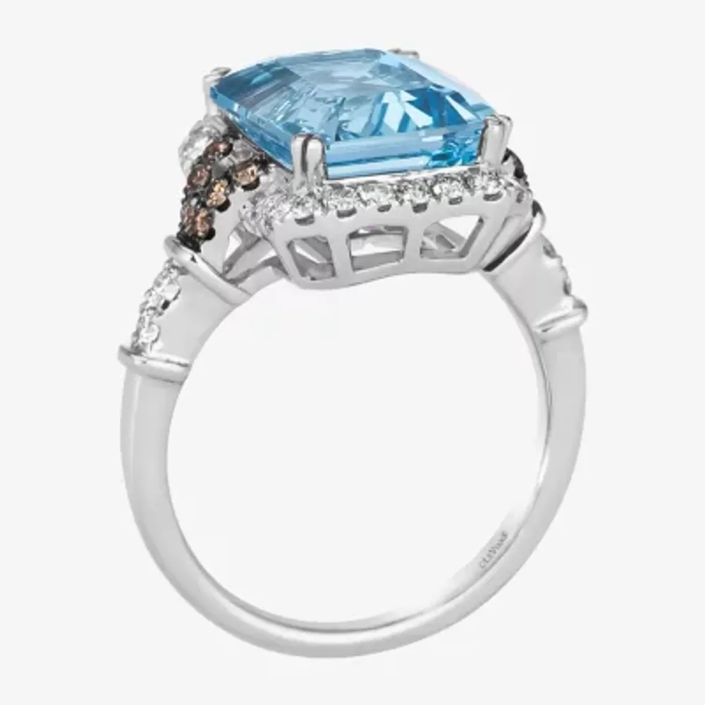 Le Vian® Grand Sample Sale™ Ring featuring 6 CT. Blue Topaz 3/8 Nude Diamonds™  1/6 Chocolate Diamonds® set 14K Vanilla Gold®