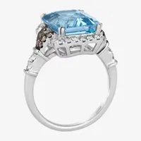 Le Vian® Grand Sample Sale™ Ring featuring 6 CT. Blue Topaz 3/8 Nude Diamonds™  1/6 Chocolate Diamonds® set 14K Vanilla Gold®