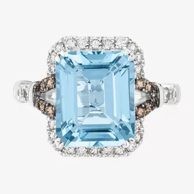 Le Vian® Grand Sample Sale™ Ring featuring 6 CT. Blue Topaz 3/8 Nude Diamonds™  1/6 Chocolate Diamonds® set 14K Vanilla Gold®