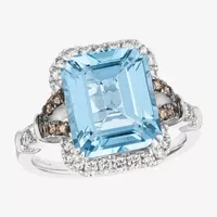 Le Vian® Grand Sample Sale™ Ring featuring 6 CT. Blue Topaz 3/8 Nude Diamonds™  1/6 Chocolate Diamonds® set 14K Vanilla Gold®