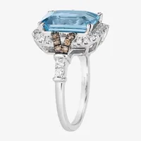 Le Vian® Grand Sample Sale™ Ring featuring 6 CT. Blue Topaz 3/8 Nude Diamonds™  1/6 Chocolate Diamonds® set 14K Vanilla Gold®