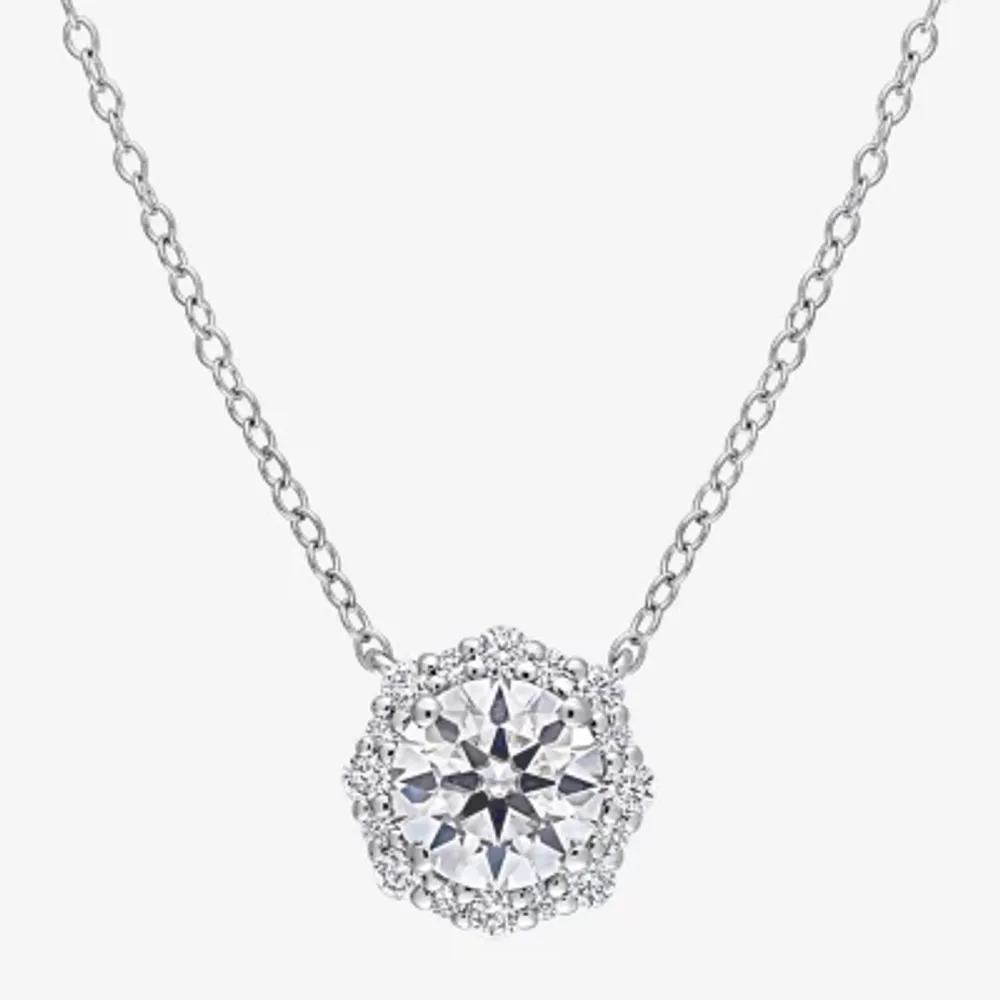 Womens 1 1/2 CT. T.W. Lab Created White Moissanite Sterling Silver Pendant Necklaces