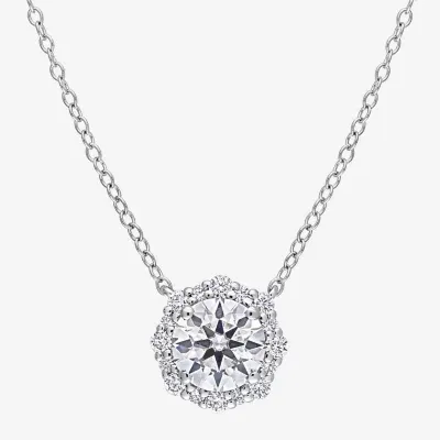 Womens 1 1/2 CT. T.W. Lab Created White Moissanite Sterling Silver Pendant Necklaces