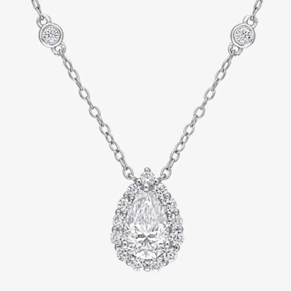 Womens 1 1/2 CT. T.W. Lab Created White Moissanite Sterling Silver 18 Inch Pendant Necklace