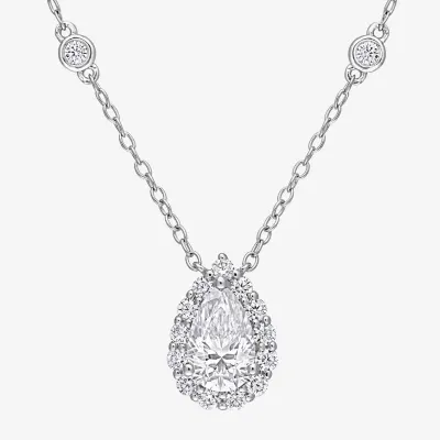 Womens 1 1/2 CT. T.W. Lab Created White Moissanite Sterling Silver 18 Inch Pendant Necklace