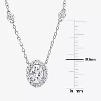 Womens Lab Created White Moissanite Sterling Silver Pendant Necklace