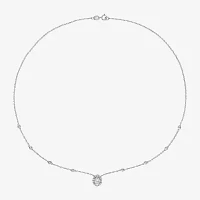 Womens Lab Created White Moissanite Sterling Silver Pendant Necklace